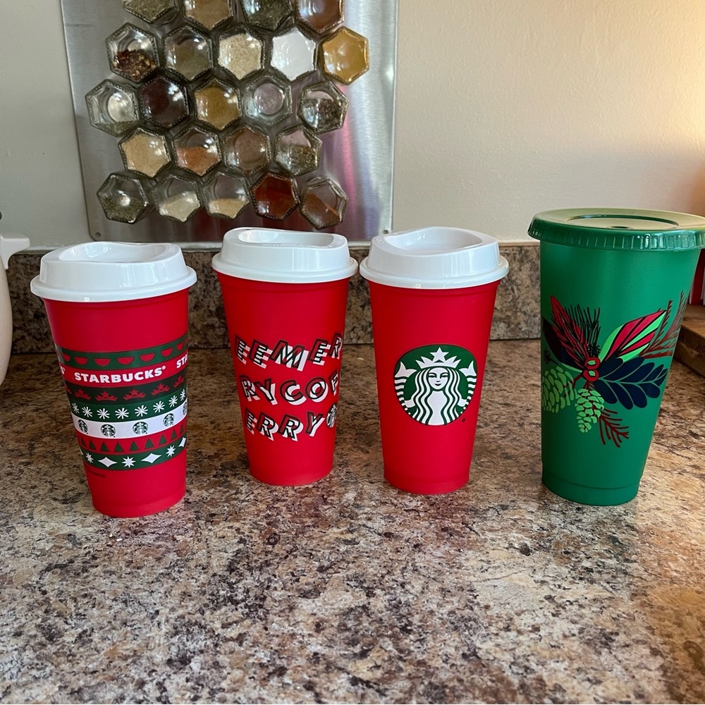 4 Starbucks cups